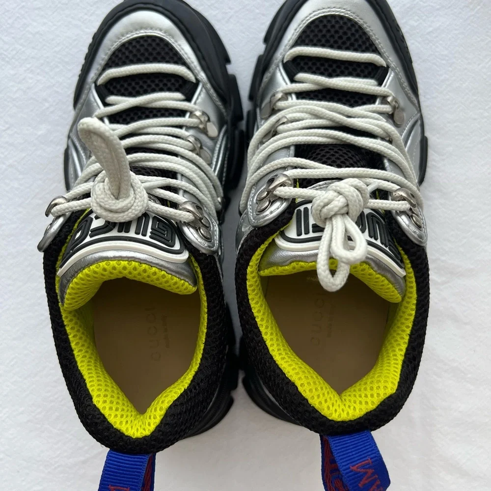 New Gucci Flashtrek Chunky Silver Sneakers with Size 5 - Picture 4 of 9